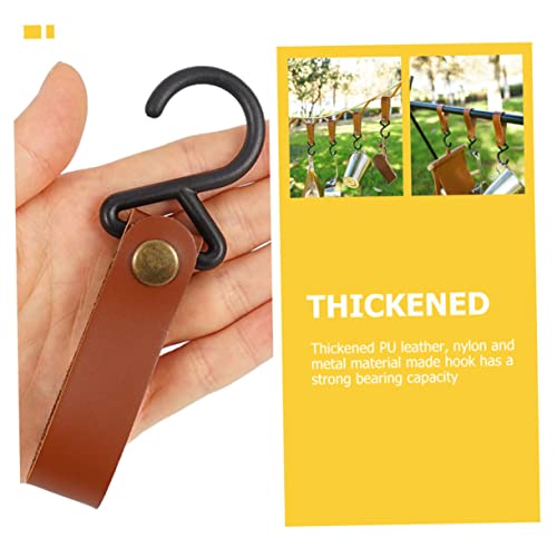 Toyvian 4 Sätze Campinghaken Reisebügel Camping Topf Aufhänger Weiße Haken Zum Aufhängen Hängend Tragbar Campingbügel Camping-hängegestell Pu-leder Dark Brown 8 Stück * 4 von Toyvian
