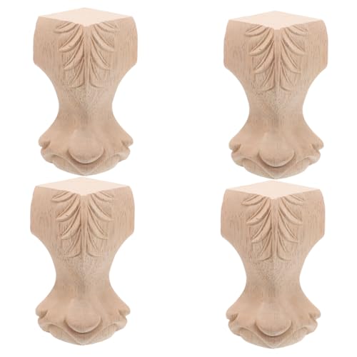 Toyvian 4 Stück Geschnitzte Holz möbelfüße Unbehandelt Elegante Sofabeine Kommoden Schrankfüße Robuste Holzbeine mit Europäischen Design Einfache Montage für Couch Bett Bücherregal von Toyvian