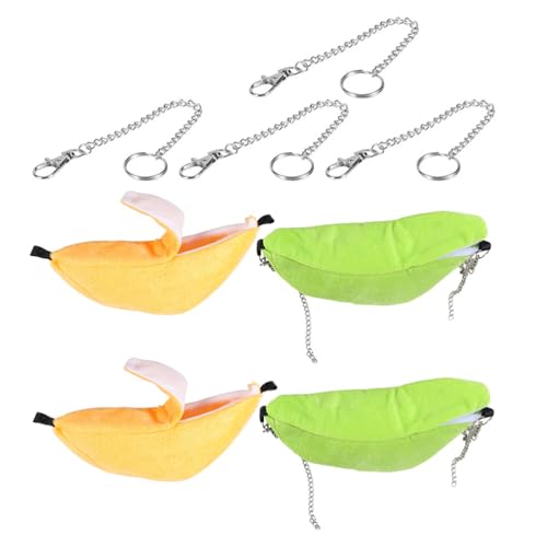 Toyvian 4 Stück Hamster-Hängematten – Bananenförmige Haustierbett-Hängematte für kleine Haustiere – Hängendes Käfignest für Tiere, Hamster, Chinchilla von Toyvian