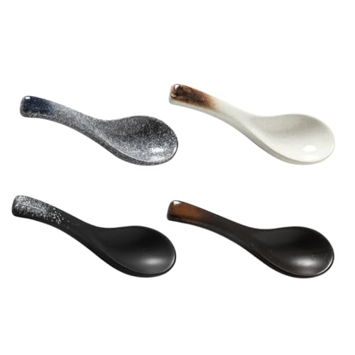 Toyvian 4 Stück Keramik Löffel Retro Suppenlöffel Porzellan Reis Löffel Leicht Handlich Glatt Poliert Für Haushalt Picknick Geeignet von Toyvian