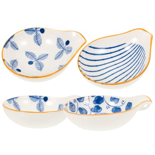 Toyvian 4 Stück Keramik Löffelhalter mit Kleinem Tablett Vielseitiger Utensilienhalter für Küche und Esstisch Praktischer Löffelablage für Dips Snacks Obst Geeignet für Zuhause und von Toyvian