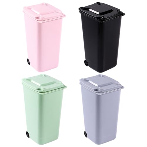 Toyvian 4 Stück Mini Tischmülleimer mit Klappdeckel Kunststoff Müllbehälter für Schreibtisch Küche Auto Kreative Aufbewahrungsbox für Kleine Abfälle Zufällige Farben Zufällige Farbe von Toyvian