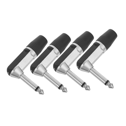 Toyvian 4 Stück Mono -mikrofonstopfen Mikrofonstopfenanschluss Rechtwinkliger Audioadapter Audioanschluss Für Mikrofon Rechtwinkliger Mono-stecker Metall Kunststoff Schwarz von Toyvian