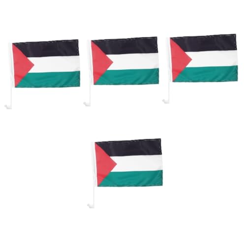 Toyvian 4 Stück Palästina Flagge für Autofenster mit Fahnenmast Lebendige Farben Anzubringen für Patriotische Anlässe und Waschbar und Lichtbeständig von Toyvian