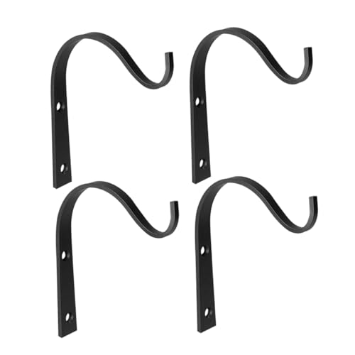 Toyvian 4 Stück Schwarze Eisen Wandhaken Robuste Pflanzenhaken mit Gebogenem Design Wandmontierte Halterung für Blumentöpfe Laternen Vogelhäuser für Balkon Garten und Innenbereich von Toyvian