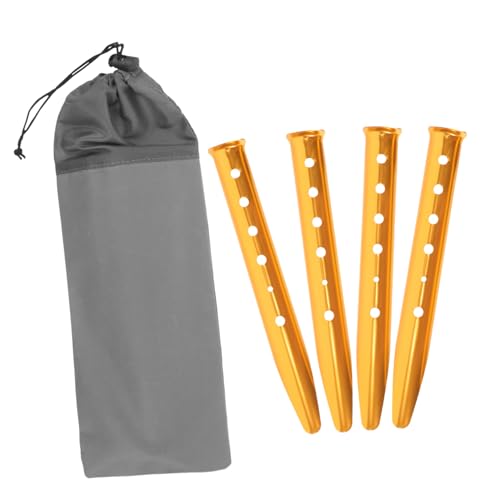 Toyvian 4 Stück Strand Bodenhülsen Robuste Zeltanker für Outdoor für Camping Strand und Garten Einfache Handhabung Wiederverwendbar Tragetasche Goldfarbig von Toyvian