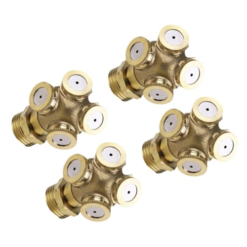 Toyvian 4 Stück Teiliges Messing Sprühdüsen mit Löchern Nebeldüse für Gartenbewässerung Rasensprinkler Landwirtschaftliche Bewässerung Außengewinde Fach Kühlender Sprühnebel Vielseitig von Toyvian