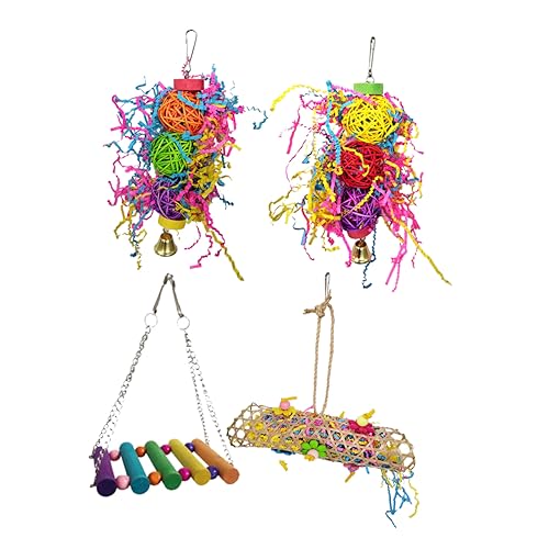 Toyvian 4 Stück Teiliges Papageien Kauspielzeug Set aus Sicherem Rattan mit Hängender Schaukel Fördert Bewegung und Beschäftigung für Sittiche Nymphensittiche und Kleine Vögel Toyvian 4 Stück Teiliges Papageien Kauspielzeug Set aus Sicherem Rattan mit Hängender Schaukel Fördert Bewegung und Beschäftigung für Sittiche Nymphensittiche und Kleine Vögel von Toyvian
