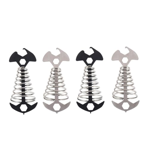 Toyvian 4 Stück Teiliges Zeltheringe aus Edelstahl und Schwarzem Stahl Robustes Fischgrät Design mit Federspannung Stabile Bodenanker für Camping Outdoor Zeltsicherung bei Wind und Regen von Toyvian