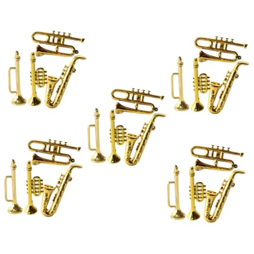 Toyvian 5 Sätze Mini-Saxophon Dekorationen Puppenhaus Winzig Wohnraumdeko Miniatures Mini-Instrument Dekoratives Mini-Instrument Plastik Golden 4 Stücke * 5 von Toyvian