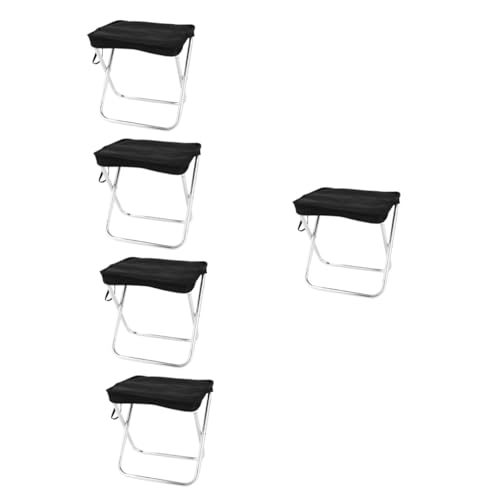 Toyvian 5 Stück Campingstuhl Klapphocker Camping Strand faltbar Erwachsene breit Tragbarer Outdoor-Hocker Camping-Klappstuhl tragbarer Outdoor-Stuhl Außenhocker Aluminiumlegierung Schwarz von Toyvian