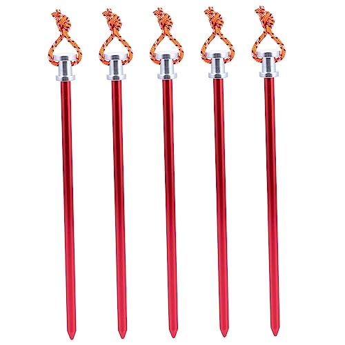 Toyvian 5 Stück Heringe Anbindung hart groß Einsätze Camping -Essentials Camping zubehör Zeltzubehör Zeltnägel Bodenpflöcke Zeltstangen Aluminiumlegierung rot von Toyvian