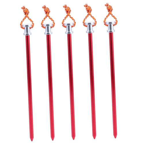 Toyvian 5 Stück Heringe Zeltstangen groß Camping -Essentials Einsätze hart Anbindung Camping zubehör Zeltnägel Zeltpflöcke Bodenpflöcke Aluminiumlegierung rot von Toyvian