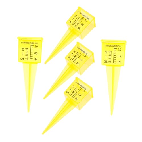 Toyvian 5 Stück Regenmesser digital Wasserstandsanzeiger für den Garten Rasensprenger Gartengießwerkzeug Wassermesswerkzeug Sprinklermessgerät für Rasen Sprinklerwasseranzeige PVC Yellow von Toyvian