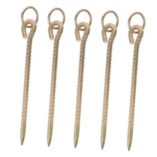 Toyvian 5 Stück Schwere Bodenanker für Hunde und Vieh Robuster Erdspieß mit Gebogenem Ösenring Sicherer Erdanker für Garten Camping Haustiere und Nutztiere Vielseitig Einsetzbar Goldfarben von Toyvian