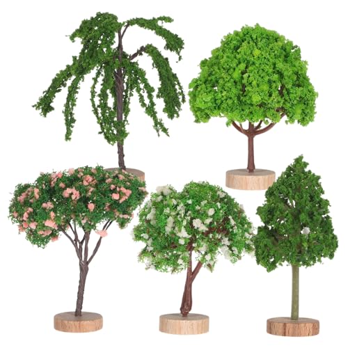 Toyvian 5 Stück Teiliges Miniatur Modellbäume Set mit Sockel Kleine Bonsai für Dioramen und Modelleisenbahn Szenen Vielseitige Mini Bäume für DIY Projekte und Kreative Dekoration von Toyvian