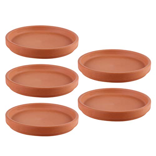 Toyvian 5 Stück Terracotta Untersetzer Keramische Pflanzschalen mit Wasserablauf Robuste und Leichte Blumentopfunterlagen für Innen und Außen von Toyvian