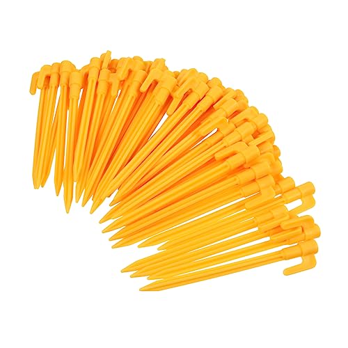 Toyvian 50 Stück Gelbe Kunststoff Zeltheringe Robuste Camping Bodenanker mit Spitze Einfach zu Bedienen Langlebige und Kompakte Fixiernägel für Zelte Garten Outdoor Sandboden Geeignet von Toyvian