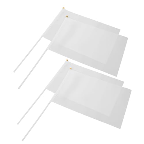 Toyvian 50 Stück Weiße Handfahnen mit Stab Wetterfeste Polyester Mini Handflaggen für Gartenpartys Sportveranstaltungen Diy-bastelprojekte und Feierlichkeiten von Toyvian