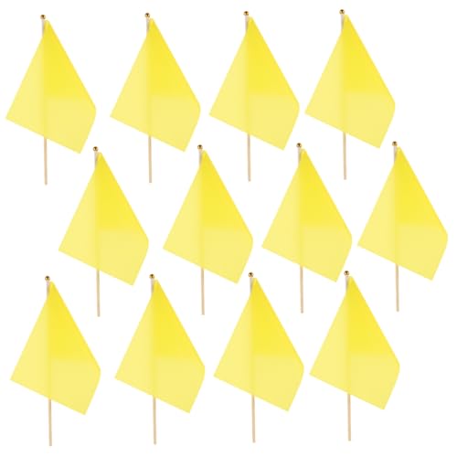 Toyvian 50 Stück handschwenkende flagge Rasen farbig Parade mit wehenden Fahnen kleine Handfahnen Mini gartenfahne Schiedsrichterfahne kleine Fahnen Feier wehende Fahnen Holz Yellow von Toyvian