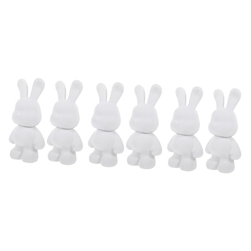 Toyvian 6 STK Weißes Embryo-Kaninchen-sparschwein Tier Kaninchen Sparschwein Schweinchen Sparschwein Malset Unzerbrechliche Spardose Sparbüchse Kaninchen Kind Erwachsener Einstellen Vinyl von Toyvian