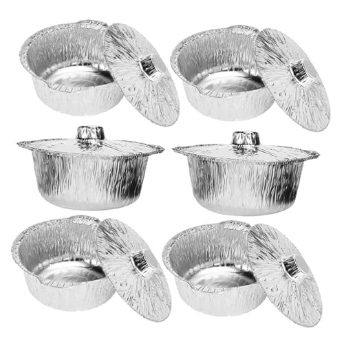 Toyvian 6 Stück Aluschalen mit Deckel Einweg Aluminium Pfannen für Grillen Backen und Kochen Hohe Temperaturbeständigkeit für BBQ und Camping von Toyvian