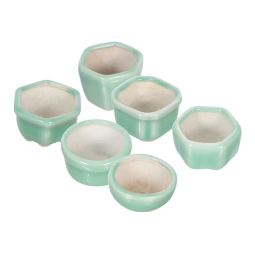 Toyvian 6 Stück Mini Blumentöpfe Steinzeug Kleine Sukkulenten Pflanzgefäße Robust und Pflegeleicht Modernes Design für Büro Schreibtisch und Vielseitige Mini Pflanztöpfe von Toyvian