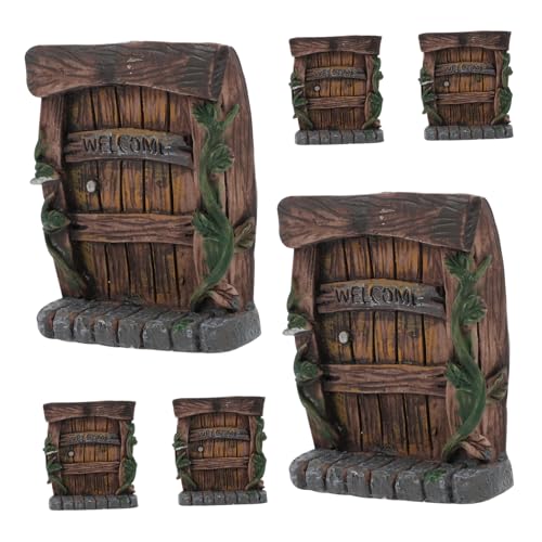 Toyvian 6 Stück Simulierte Baumtür -Dekoration Gartenfee Dekorationen Dekoration Mini-feenhaustür Bonsai Feen -tür Miniatur-türdekoration Feenhausdekorationen Hellbraun Kunstharz von Toyvian