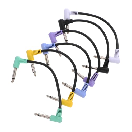 Toyvian 6 Stück Winkel Gitarren Pedal Patch Kabel Mono Farbige Macaron Akzente Langlebig Verlustfreie Audioqualität Robust für Keyboard und Instrumente von Toyvian