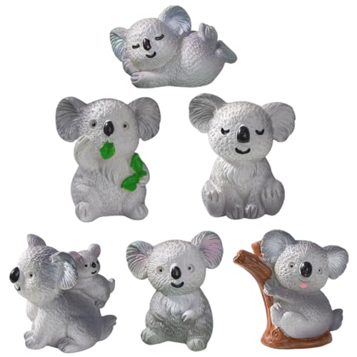 Toyvian 6St Desktop-Koala-Dekoration Garten kleine Statuen Mini-Koala-Figur im Querformat Mini-Tierfigur Mikrolandschaftsornament Tierdekor Zubehör Dekorationen Skulptur Moos Harz Miniatur von Toyvian