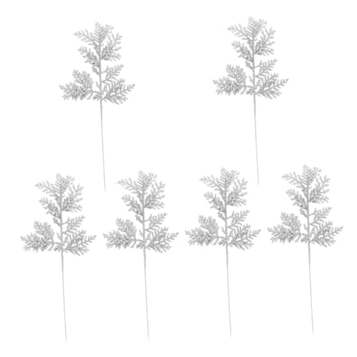 Toyvian 6St hochzeitsdeko zimmerpflanzen einmachgläser Weihnachtsblatt-Picks Schneestechpalmenzweige Weihnachtspicks aus künstlichen Blättern weihnachtsvase dekor Glitzerblattdekor Zubehör von Toyvian