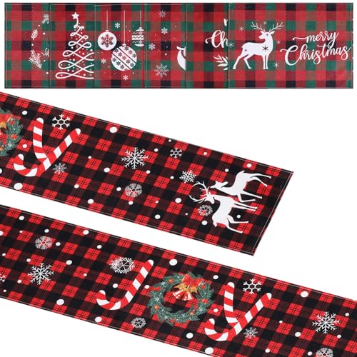 Toyvian 7 STK. Vintage Weihnachts Tischläufer und Platzsets Set mit Hitzebeständigem Polyester für Festliche Weihnachts Neujahrsdekoration Geeignet für Drinnen und Draußen bei von Toyvian