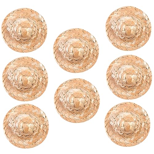 Toyvian 8 Stück Mini-Strohhut Schüttgut Mini-Hut-Modell Hüte klein Bastelhut weben UV exquisites Hutdekor Weben Handwerk Hutverzierung Hut basteln Puppenmütze selber Machen von Toyvian