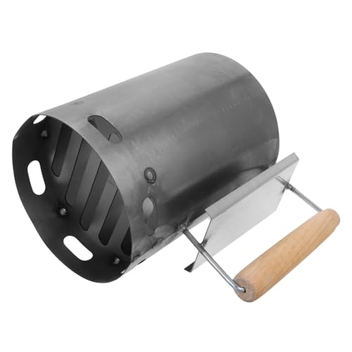 Toyvian Anzündkamin mit Hitzeschutz und Holzgriff Tragbar und Effizient für Grillen und Camping Schnelles Anzünden von Holzkohle für Outdoor Küche von Toyvian