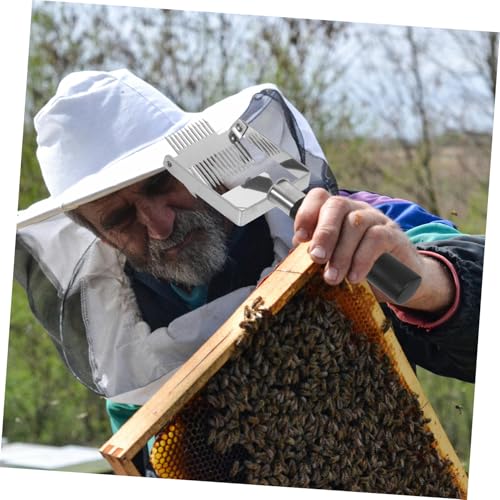 Toyvian Bienenhaltungsausrüstung Edelstahl Honig unkapping Gabel mit Dicker Nadelspitze Langlebiges Effizientes Honigschabewerkzeug für Imker Multifunktionale Bienenwachs von Toyvian