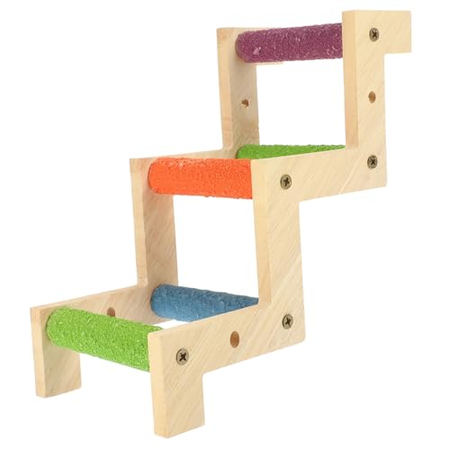 Toyvian Bissfeste Vogel Kletterleiter aus Naturholz Z Förmige Spielzeugleiter für Papageien und Wellensittiche Käfigzubehör zur Schnabelpflege und Krallenabnutzung Buntes Kletterspielzeug von Toyvian