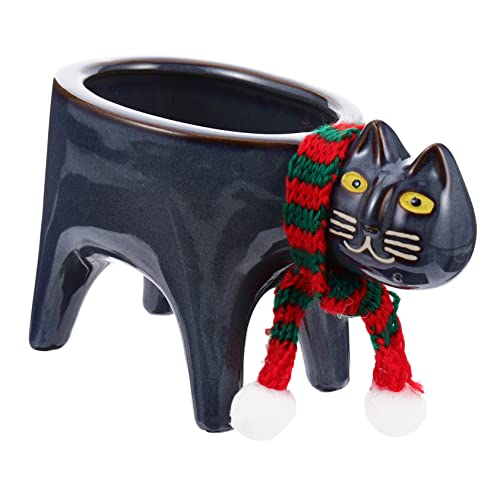 Toyvian Blumentopf aus Keramik Blumenpflanze Terrakotta Kinderzimmer Töpfe Tiere drinnen Pflanzen Tierpflanzer Sukkulenten Katzenblumentopf Katzen-Blumentopf-Übertopf Cartoon-Katze Blau von Toyvian