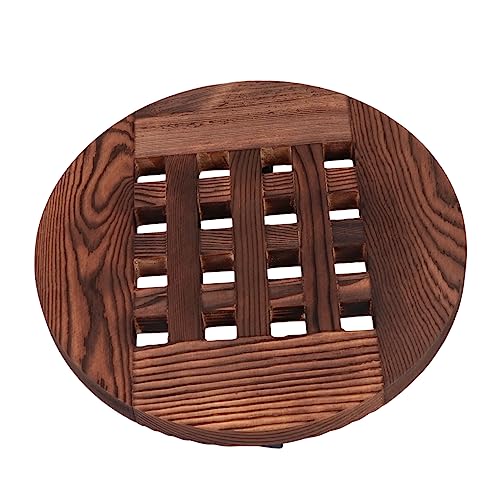 Toyvian Blumentopfständer Weiß Anlage drinnen Inhaber Unterstützung zimmerpflanzen sukkulenten töpfe tablett Pflanzschale aus Holz mit Rädern Rundes Tablett mit Blumentopfrad hölzern von Toyvian