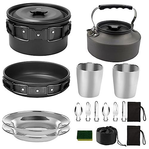 Toyvian Camping Kochgeschirr Personen Outdoor Geschirr Multifunktional Leicht Mit Hitzeschutz Griff Für Wandern Picknick und Grillen von Toyvian