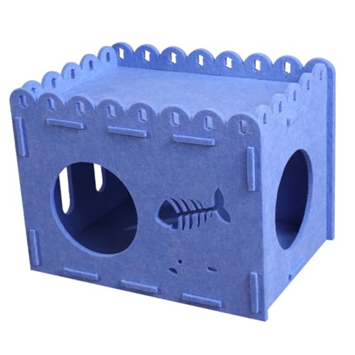 Toyvian Cat Nest Cat Scratch Board Häuser Kätzchen Ruhenest Katzenkratzbett Süßes Katzenbett Würfel katzenhöhle Katze schlafplatz Katzennestbett Atmungsaktives Katzennest gefühlt Blau von Toyvian