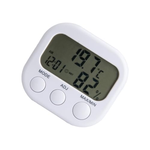 Toyvian Digitales Hygrometer Innen mit Temperaturanzeige Hochpräzises Raumthermometer und Luftfeuchtigkeitsmesser Energiesparend Zuverlässig Geeignet für Schlafzimmer Büro Babyzimmer Weiß von Toyvian