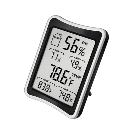 Toyvian Digitales Innen thermometer Hygrometer mit Großem Display Kabellos Präzise Messung von Temperatur und Luftfeuchtigkeit Geeignet für Zuhause Büro und Lager Tragbar Langlebig von Toyvian