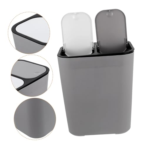 Toyvian Doppelmülleimer mit Deckel Küchenabfallbehälter Dual kompartimente Trocken Feucht Mülltrennung Mülleimer mit Zwei Fächern für Einfache Abfallklassifizierung und Reinigung von Toyvian