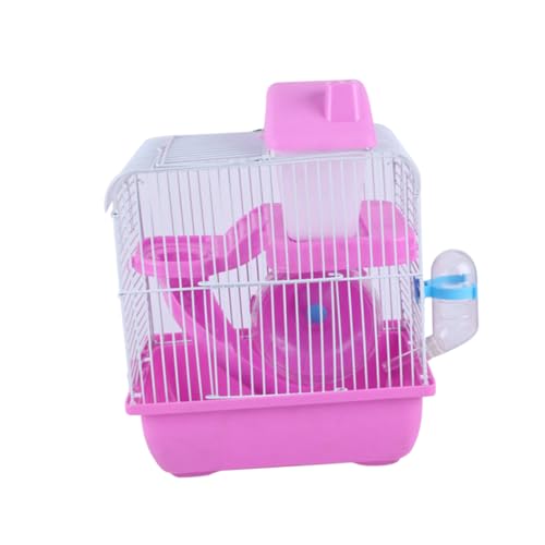 Toyvian Doppelschicht Kleintierkäfig mit Rutsche Hamsterhaus aus Robustem Kunststoff Inklusive Laufrad und Auslaufsicherem Wasserspender Kleines Haustiergehege Geeignet Zufällige Farbe von Toyvian