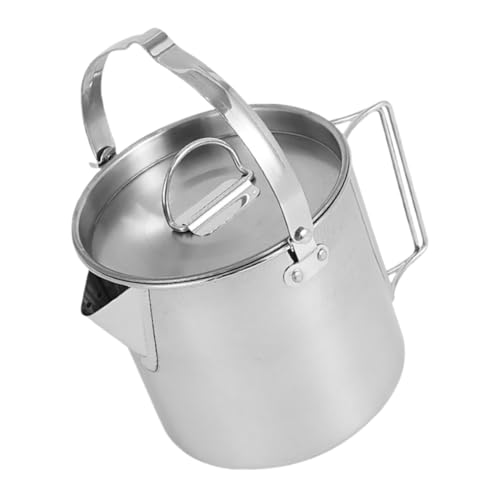 Toyvian Edelstahl Camping Wasserkocher mit Deckel und Klappbarem Griff Robuster Outdoor Kaffeekessel und Teekessel Leichter Tragbarer Hängekessel für Wandern Picknick und Rucksacktouren Toyvian Edelstahl Camping Wasserkocher mit Deckel und Klappbarem Griff Robuster Outdoor Kaffeekessel und Teekessel Leichter Tragbarer Hängekessel für Wandern Picknick und Rucksacktouren von Toyvian