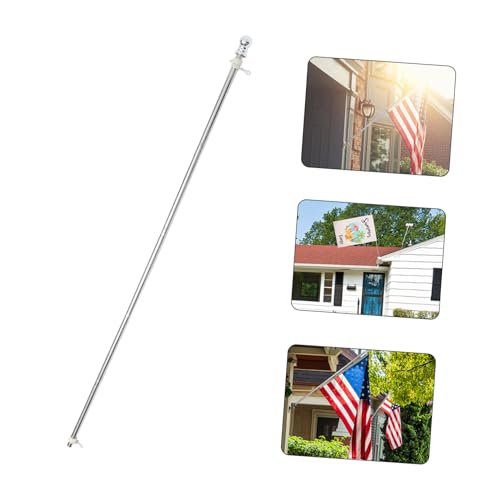 Toyvian Edelstahl Fahnenmast mit Drehbarem Ring Rostfrei Wetterfest Stabiles Flaggenstab Kit für Balkon Abnehmbar Windresistent Vielseitig Einsetzbar von Toyvian