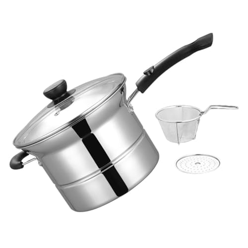 Toyvian Edelstahl Fritteuse mit Siebkorb und Griff Vielseitiger Kleiner Kochtopf für Pommes Fisch Gemüse Induktionsgeeignet Rostfrei Hitzebeständig Sicherer Griff Langlebig und Praktisch von Toyvian