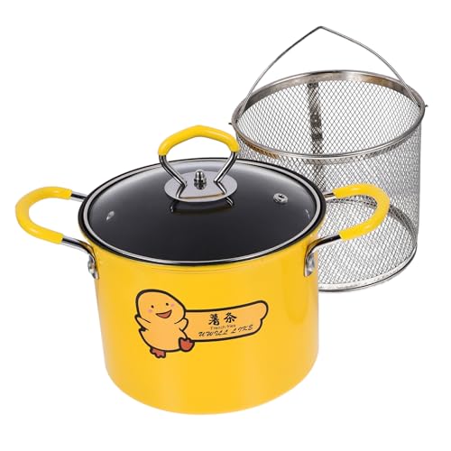 Toyvian Edelstahl Fritteusentopf mit Abnehmbarem Filterkorb Multifunktionaler Rauchfreier Haushalts ölfrittierer für Gemüse Hähnchen Zwiebelringe Energiesparend und Leicht zu Reinigen von Toyvian