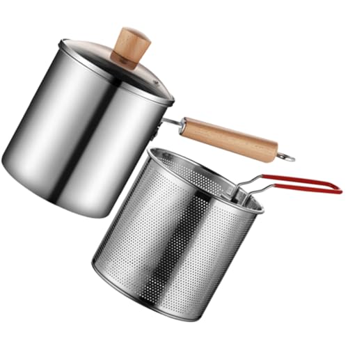 Toyvian Edelstahl Fritteusentopf mit Frittierkorb Tiefer Haushalt Frittierpot mit Ergonomischem Griff Leichte Handhabung Hohe Wärmeleitfähigkeit Geeignet für Küche und Außenbereich von Toyvian