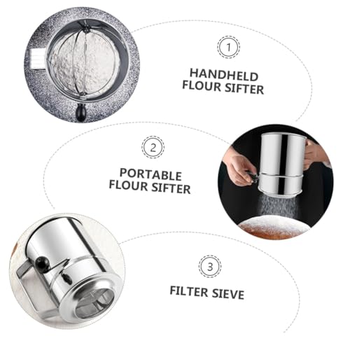 Toyvian Edelstahl Handliches Mehlsieb mit Feinem Sieb Rostfrei Leicht und Robust Komfortabler Griff zum Filtern von Mehl und Puderzucker für Backen und Dekorieren Praktisches Küchensieb von Toyvian